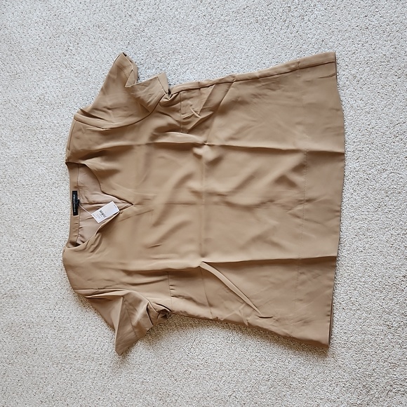 NEW BANANA REPUBLIC CAMEL BLOUSE WITH SHOULDER PADS SIZE L - Picture 1 of 2